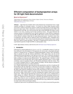 Efficient computation of backprojection arrays for 3D light field
  deconvolution