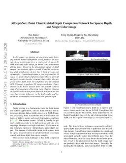 3dDepthNet: Point Cloud Guided Depth Completion Network for Sparse Depth
  and Single Color Image