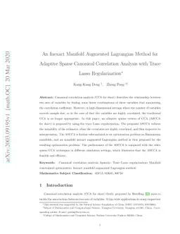 An Inexact Manifold Augmented Lagrangian Method for Adaptive Sparse
  Canonical Correlation Analysis with Trace Lasso Regularization