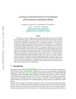 Learning to Encode Position for Transformer with Continuous Dynamical
  Model