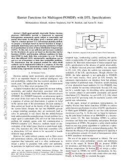 Barrier Functions for Multiagent-POMDPs with DTL Specifications