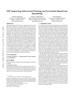 SAT: Improving Adversarial Training via Curriculum-Based Loss Smoothing