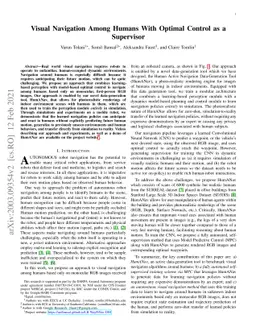 Visual Navigation Among Humans with Optimal Control as a Supervisor
