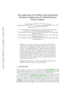 The application of $σ$-LFSR in Key-Dependent Feedback Configuration
  for Word-Oriented Stream Ciphers