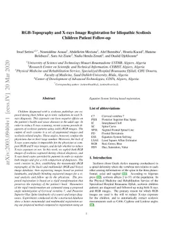 RGB-Topography and X-rays Image Registration for Idiopathic Scoliosis
  Children Patient Follow-up