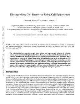 Distinguishing Cell Phenotype Using Cell Epigenotype
