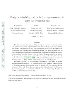 Design admissibility and de la Garza phenomenon in multi-factor
  experiments