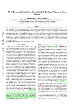 TArC: Incrementally and Semi-Automatically Collecting a Tunisian Arabish
  Corpus