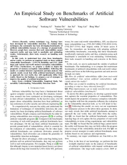 An Empirical Study on Benchmarks of Artificial Software Vulnerabilities
