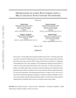 Optimisation of Large Wave Farms using a Multi-strategy Evolutionary
  Framework