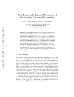 Towards Automatic Bayesian Optimization: A first step involving
  acquisition functions