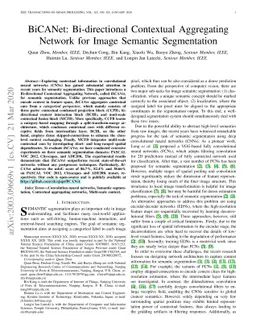 BiCANet: Bi-directional Contextual Aggregating Network for Image
  Semantic Segmentation