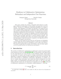 Resilience in Collaborative Optimization: Redundant and Independent Cost
  Functions