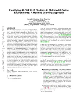 Identifying At-Risk K-12 Students in Multimodal Online Environments: A
  Machine Learning Approach