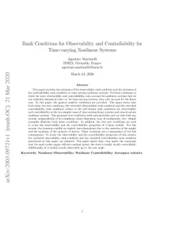 Rank Conditions for Observability and Controllability for Time-varying
  Nonlinear Systems