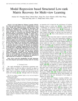 Modal Regression based Structured Low-rank Matrix Recovery for
  Multi-view Learning