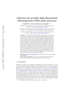 Inference for possibly high-dimensional inhomogeneous Gibbs point
  processes