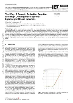 TanhExp: A Smooth Activation Function with High Convergence Speed for
  Lightweight Neural Networks