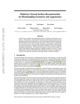 Multiview Neural Surface Reconstruction by Disentangling Geometry and
  Appearance