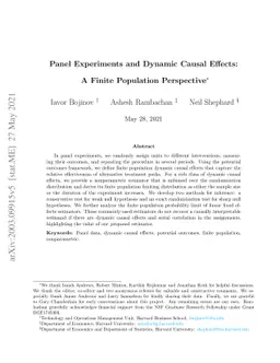 Panel Experiments and Dynamic Causal Effects: A Finite Population
  Perspective