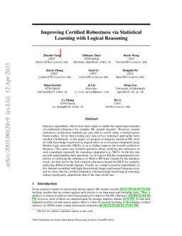 Improving Certified Robustness via Statistical Learning with Logical
  Reasoning