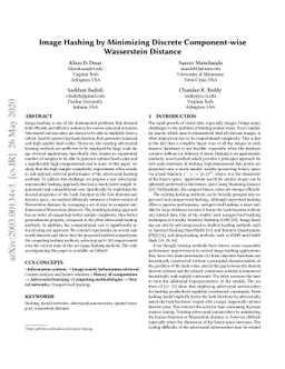 Image Hashing by Minimizing Discrete Component-wise Wasserstein Distance