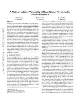 A Note on Latency Variability of Deep Neural Networks for Mobile
  Inference