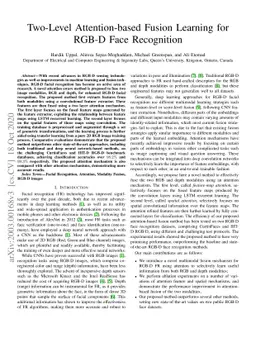 Two-Level Attention-based Fusion Learning for RGB-D Face Recognition