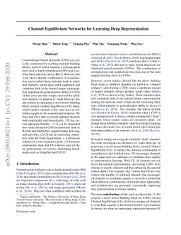 Channel Equilibrium Networks for Learning Deep Representation