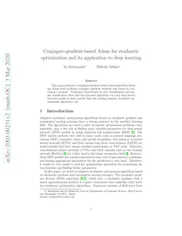 Conjugate-gradient-based Adam for stochastic optimization and its
  application to deep learning