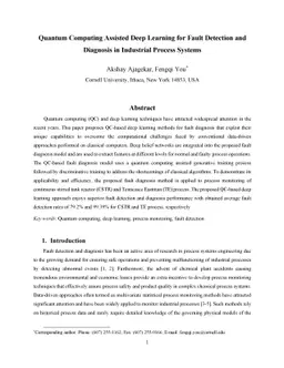 Quantum Computing Assisted Deep Learning for Fault Detection and
  Diagnosis in Industrial Process Systems