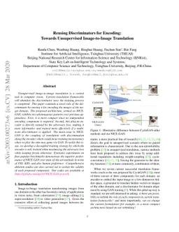 Reusing Discriminators for Encoding: Towards Unsupervised Image-to-Image
  Translation