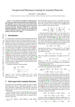 Unsupervised Dictionary Learning for Anomaly Detection
