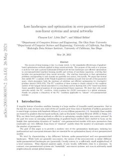 Loss landscapes and optimization in over-parameterized non-linear
  systems and neural networks