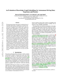 An Evaluation of Knowledge Graph Embeddings for Autonomous Driving Data:
  Experience and Practice