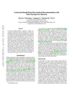 Contextual-Bandit Based Personalized Recommendation with Time-Varying
  User Interests