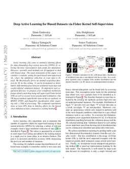 Deep Active Learning for Biased Datasets via Fisher Kernel
  Self-Supervision