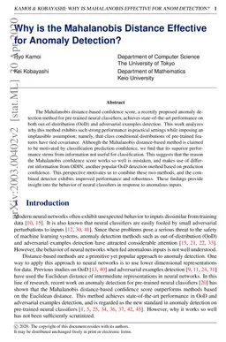 Why is the Mahalanobis Distance Effective for Anomaly Detection?