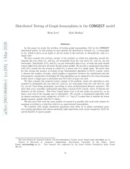 Distributed Testing of Graph Isomorphism in the CONGEST model