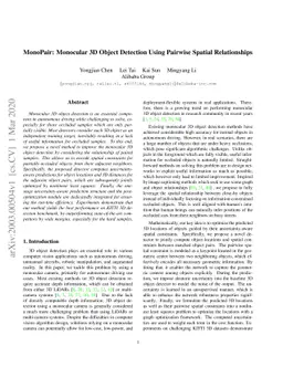 MonoPair: Monocular 3D Object Detection Using Pairwise Spatial
  Relationships
