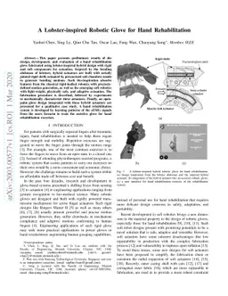 A Lobster-inspired Robotic Glove for Hand Rehabilitation