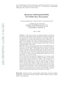 Quantum Indistinguishability for Public Key Encryption