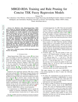 MBGD-RDA Training and Rule Pruning for Concise TSK Fuzzy Regression
  Models