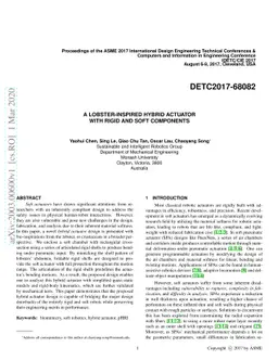 A Lobster-inspired Hybrid Actuator With Rigid and Soft Components