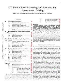 3D Point Cloud Processing and Learning for Autonomous Driving