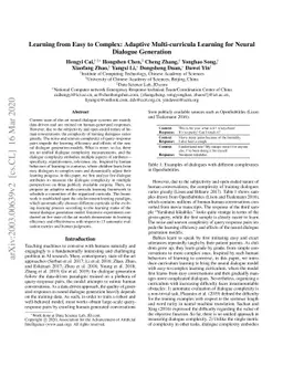 Learning from Easy to Complex: Adaptive Multi-curricula Learning for
  Neural Dialogue Generation