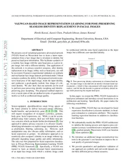 VAE/WGAN-Based Image Representation Learning For Pose-Preserving
  Seamless Identity Replacement In Facial Images