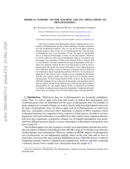 Tropical Support Vector Machine and its Applications to Phylogenomics