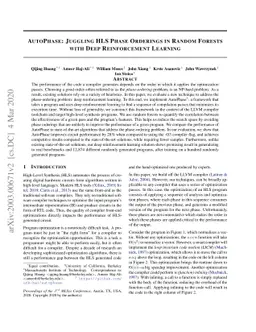 AutoPhase: Juggling HLS Phase Orderings in Random Forests with Deep
  Reinforcement Learning
