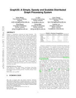 Graph3S: A Simple, Speedy and Scalable Distributed Graph Processing
  System